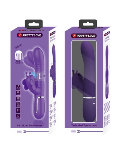 PRETTY LOVE - VIBRADOR RABBIT MULTIFUNCIÓN 4 EN 1 MARIPOSA MORADO