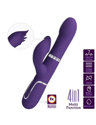 PRETTY LOVE - ZALIN VIBRADOR RABBIT PERLAS 4 EN 1 MORADO