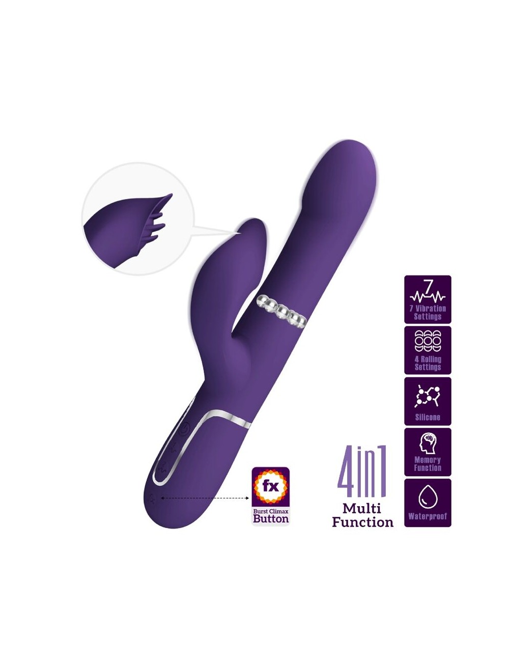 PRETTY LOVE - ZALIN VIBRADOR RABBIT PERLAS 4 EN 1 MORADO PRETTY LOVE - ZALIN VIBRADOR RABBIT PERLAS 4 EN 1 MORADO