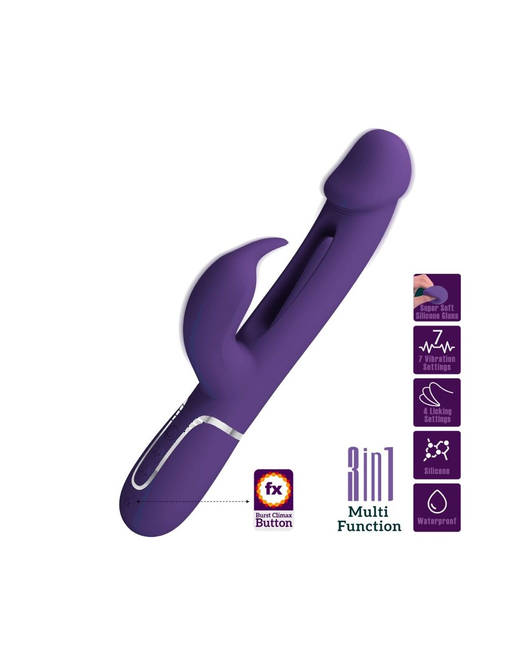 PRETTY LOVE - KAMPAS VIBRADOR RABBIT 3 EN 1 MULTIFUNCIÓN CON LENGUA VIOLETA PRETTY LOVE - KAMPAS VIBRADOR RABBIT 3 EN 1 MULTIFUNCIÓN CON LENGUA VIOLETA
