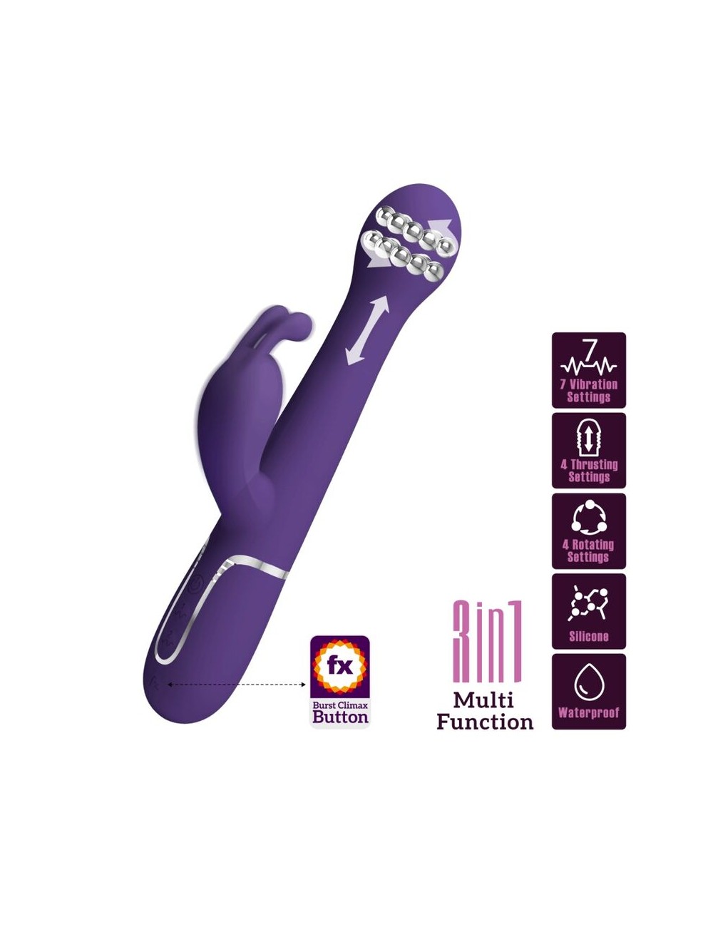 PRETTY LOVE - DEJON VIBRADOR RABBIT 3 EN 1 MULTIFUNCIÓN MORADO