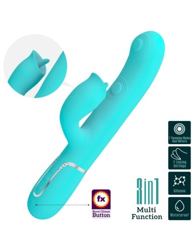 PRETTY LOVE - VIBRADOR RABBIT CON LICKING VERDE AGUA