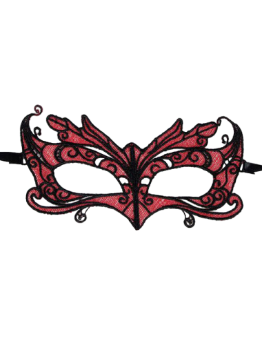QUEEN LINGERIE - ANTIFAZ DE ENCAJE DETALLES ROJO