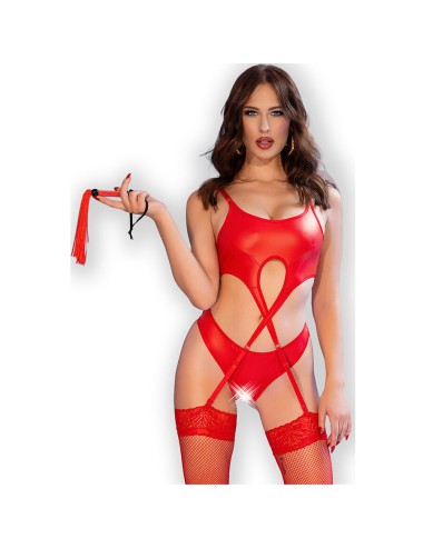 CHILIROSE - CR 4625 SET CUATRO PIEZAS CROTCHLESS ROJO S