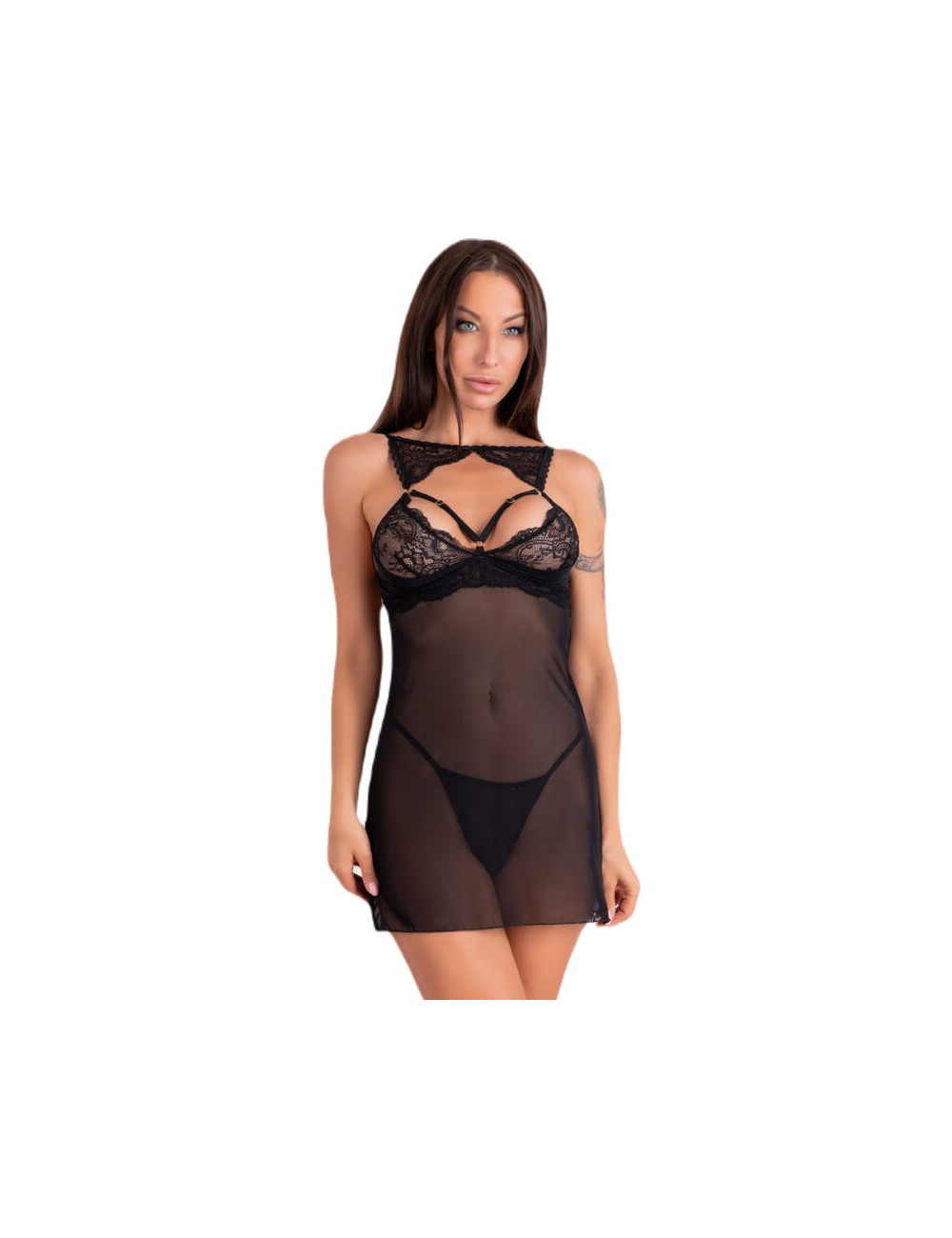 LIVCO CORSETTI FASHION - KROLINA LC 90734 CHEMISE + TANGA NEGRO S/M LIVCO CORSETTI FASHION - KROLINA LC 90734 CHEMISE + TANGA NEGRO S/M