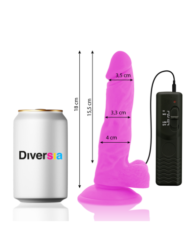 DIVERSIA DILDO FLEXIBLE CON VIBRACIÓN 18 CM - LILA