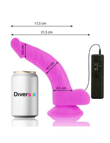 DIVERSIA DILDO FLEXIBLE CON VIBRACION 21.5 CM - LILA