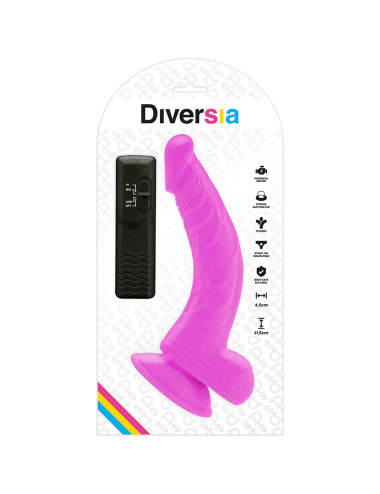 DIVERSIA - DILDO REALÍSTICO FLEXIBLE CON VIBRACIÓN LILA 21.5 CM -O- 4.5 CM