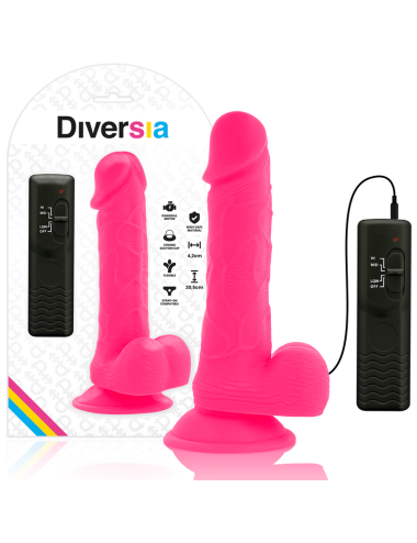 DIVERSIA - DILDO REALÍSTICO FLEXIBLE CON VIBRACIÓN ROSA 20.5 CM -O- 4.2 CM