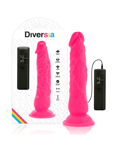 DIVERSIA - DILDO REALÍSTICO FLEXIBLE CON VIBRACIÓN ROSA 21 CM -O- 4.9 CM