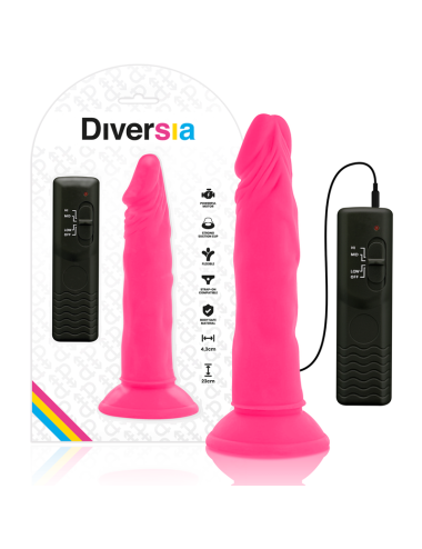 DIVERSIA - DILDO REALÍSTICO FLEXIBLE CON VIBRACIÓN ROSA 23 CM -O- 4.3 CM