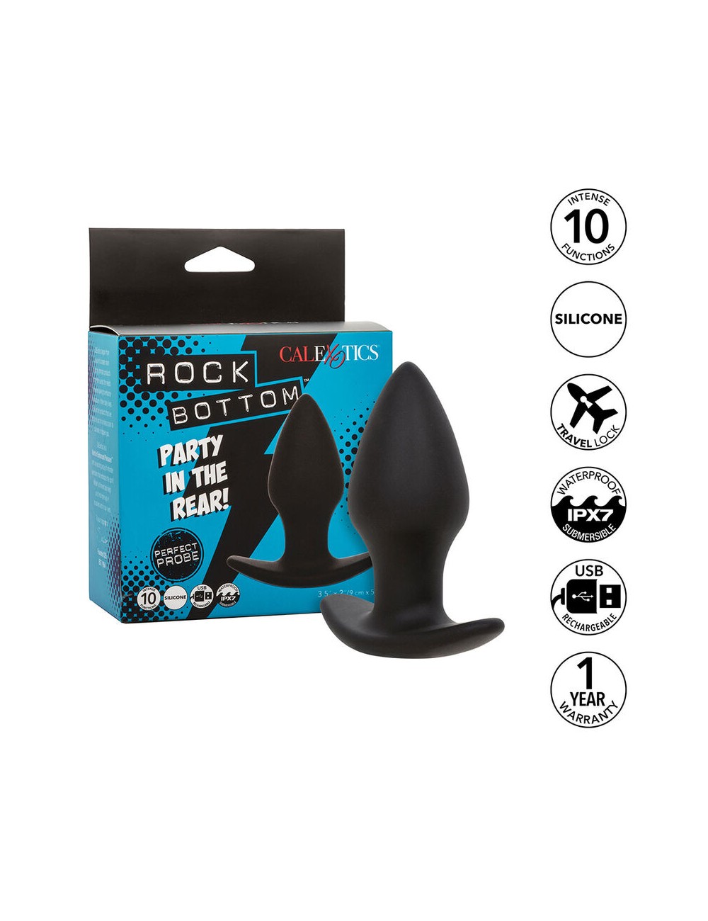 CALEXOTICS - ROCK BOTTOM PERFECT PLUG ANAL 10 VIBRACIONES SILICONA NEGRO