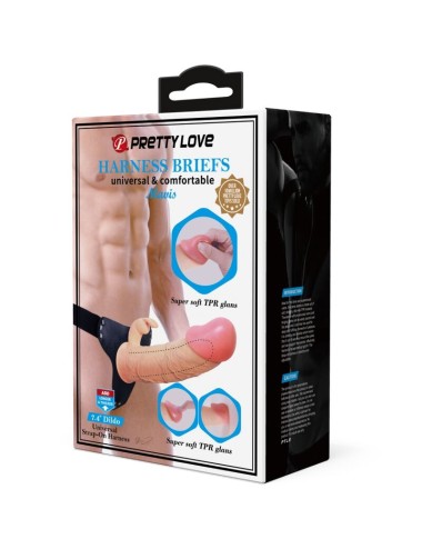 PRETTY LOVE - MAVIS HARNESS BRIEFS UNIVERSAL CON DILDO 19 CM NATURAL