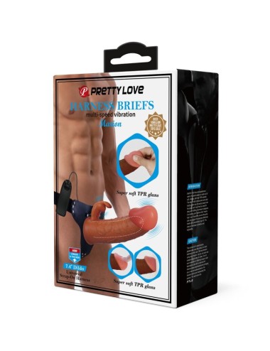 PRETTY LOVE - MARION HARNESS BRIEFS UNIVERSAL CON DILDO VIBRACIÓN 19 CM MULATO