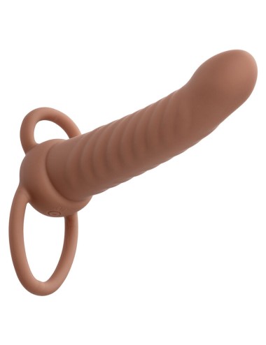 CALEXOTICS - MAXX DOBLE PENETRADOR ACANALADO 10 VIBRACIONES MULATO