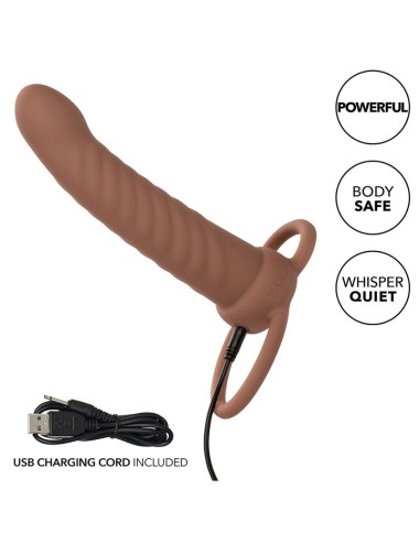 CALEXOTICS - MAXX DOBLE PENETRADOR ACANALADO 10 VIBRACIONES MULATO