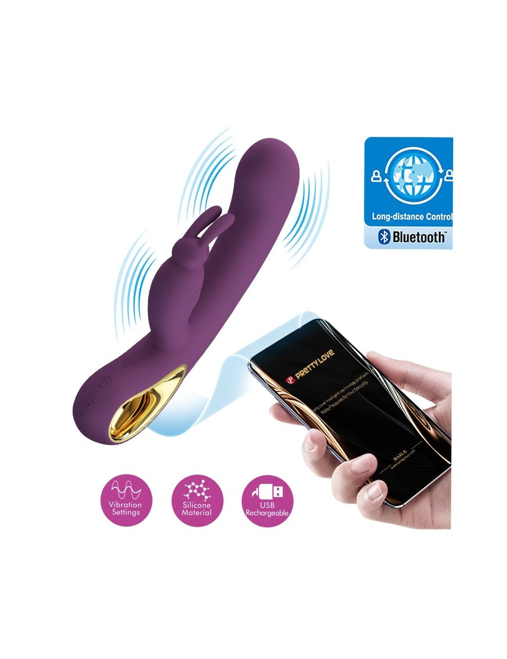 PRETTY LOVE - LIAM VIBRADOR RABBIT & ESTIMULADOR PUNTO G MORADO
