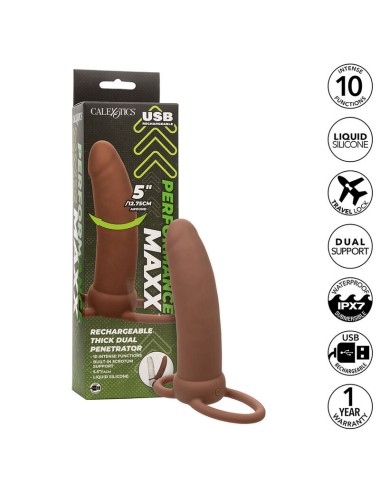 CALEXOTICS - MAXX DOBLE PENETRADOR GRUESO 10 VIBRACIONES MULATO