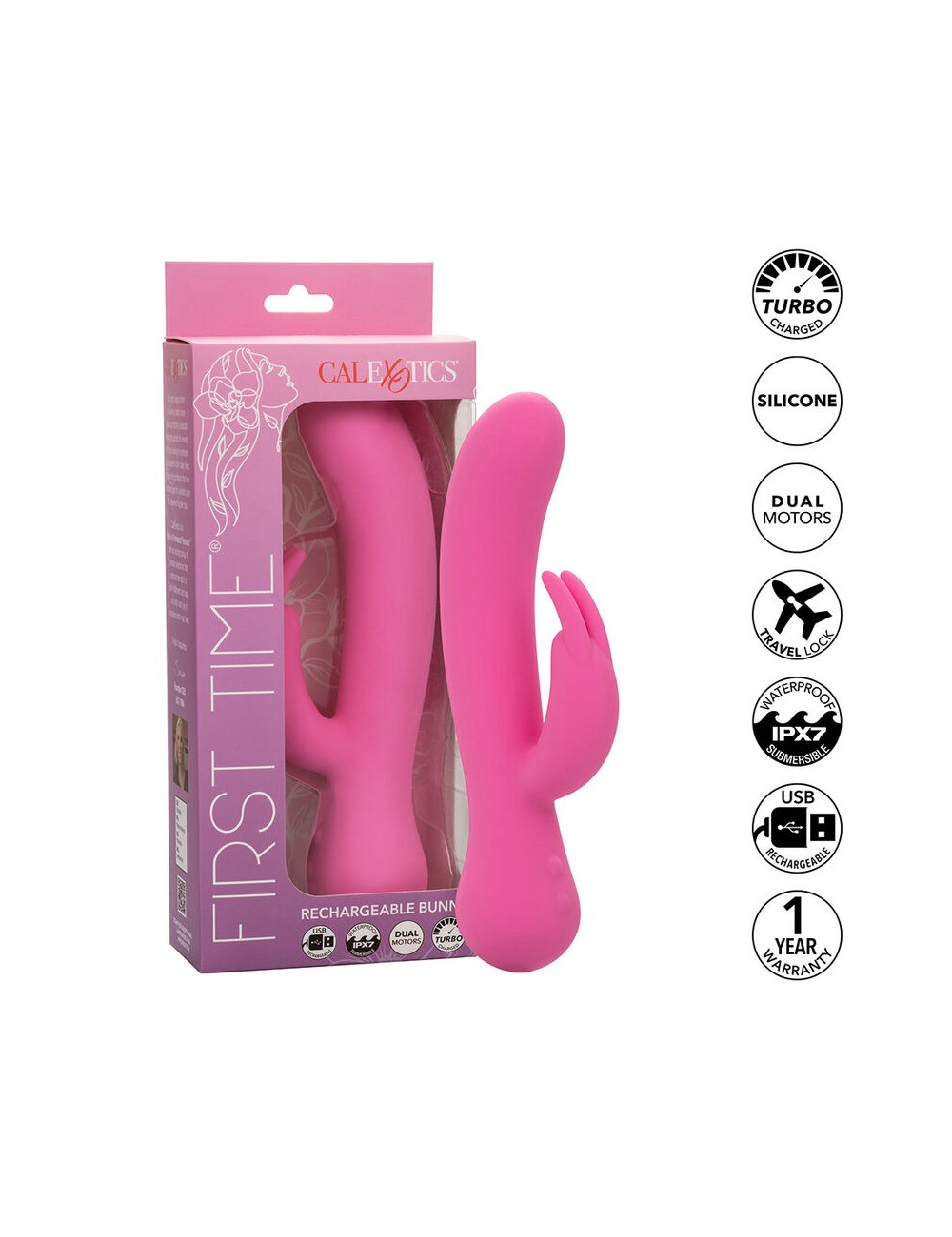 CALEXOTICS - FIRST TIME VIBRADOR RABBIT RECARGABLE ROSA