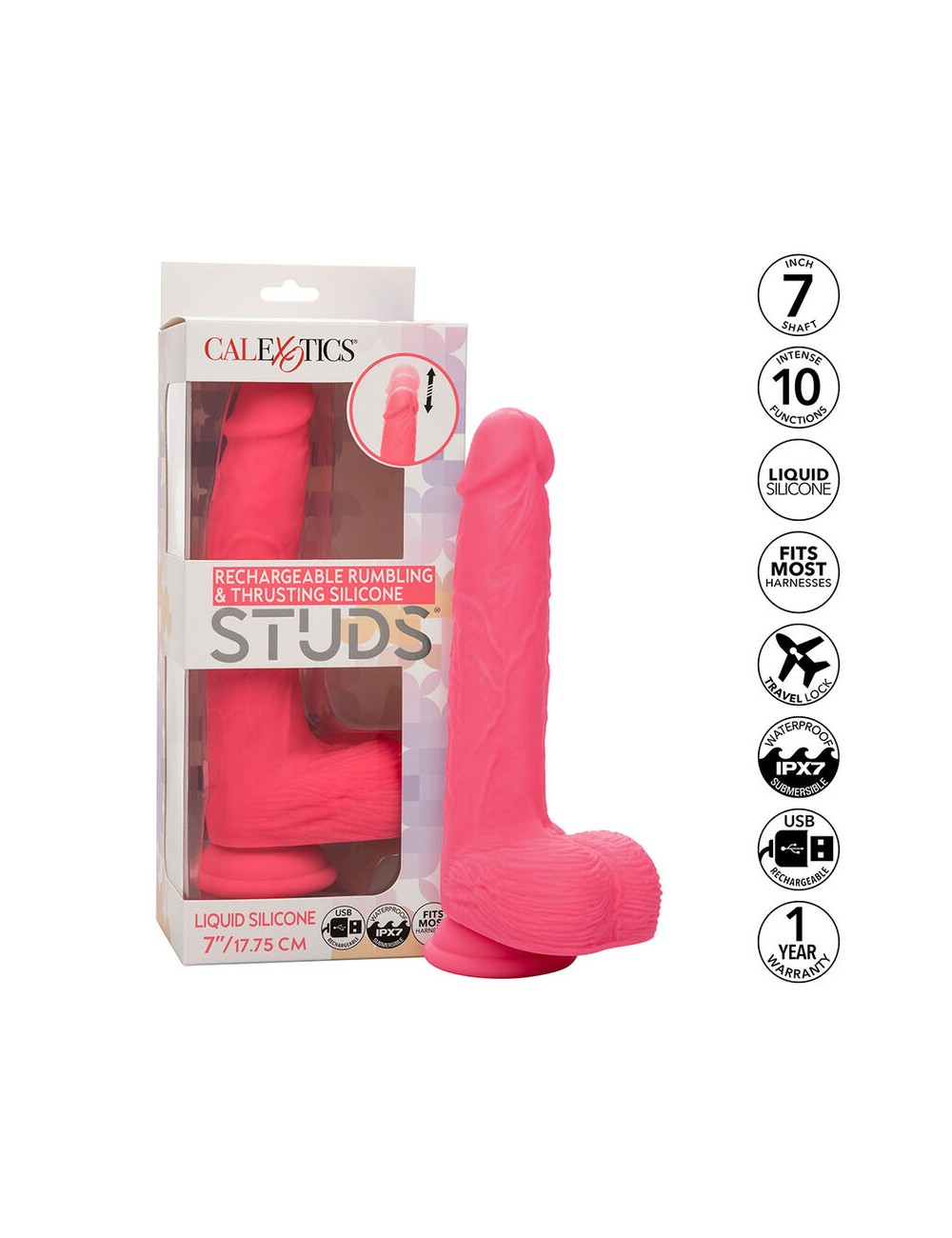 CALEXOTICS - STUDS VIBRADOR REALÍSTICO 10 VIBRACIONES Y ROSA