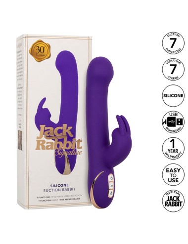 CALEXOTICS - JACK VIBRADOR RABBIT Y ESTIMULADOR 7 NIVELES DE VIBRACIÓN Y SUCCIÓN AZUL