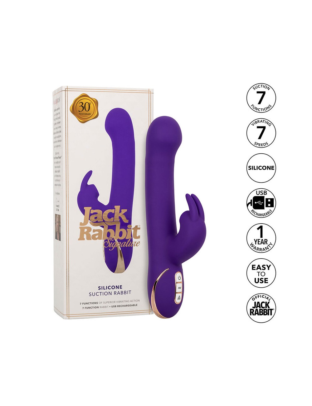 CALEXOTICS - JACK VIBRADOR RABBIT Y ESTIMULADOR 7 NIVELES DE VIBRACIÓN Y SUCCIÓN AZUL
