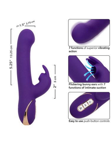 CALEXOTICS - JACK VIBRADOR RABBIT Y ESTIMULADOR 7 NIVELES DE VIBRACIÓN Y SUCCIÓN AZUL