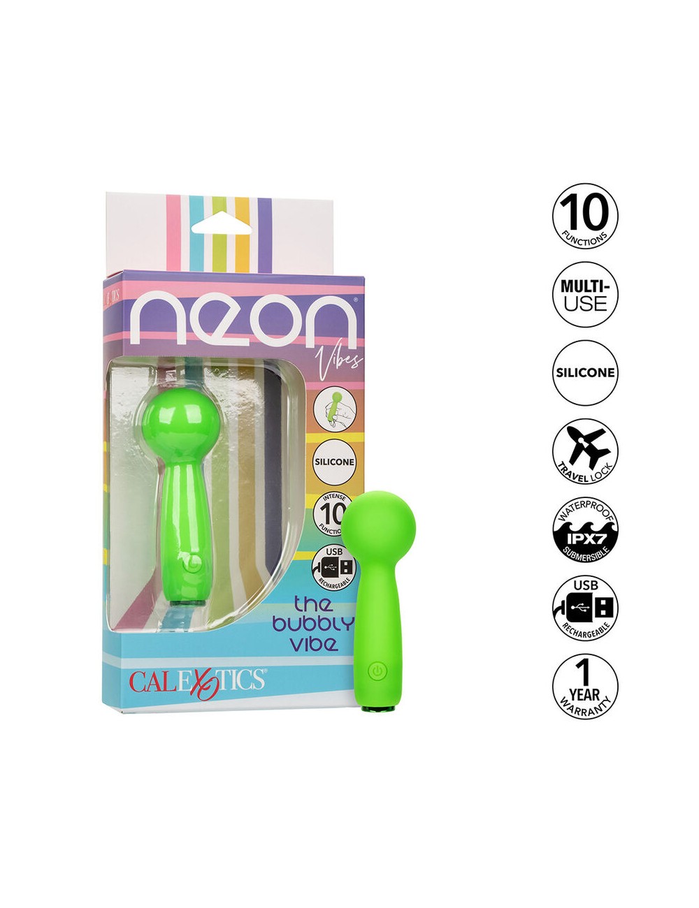 CALEXOTICS - NEON VIBES THE BUBBLY VIBE MINI MASAJEADOR 10 VIBRACIONES VERDE CALEXOTICS - NEON VIBES THE BUBBLY VIBE MINI MASAJEADOR 10 VIBRACIONES VERDE