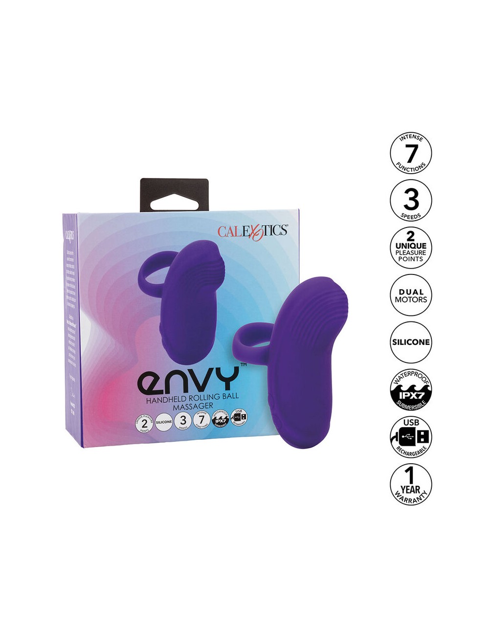 CALEXOTICS - ENVY MASAJEADOR DE BOLA RODANTE 7 VIBRACIONES MORADO