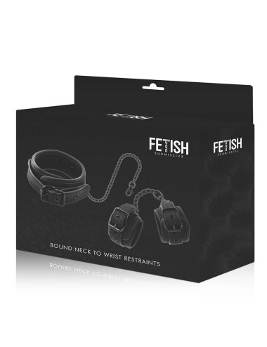 FETISH SUBMISSIVE - COLLAR Y ESPOSAS CUERO VEGANO CON FORRO DE NOPRENO