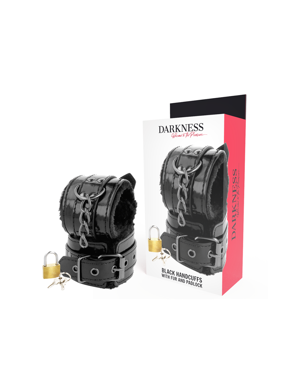 DARKNESS - ESPOSAS CUERO AJUSTABLES MANOS NEGRO CON CANDADO
