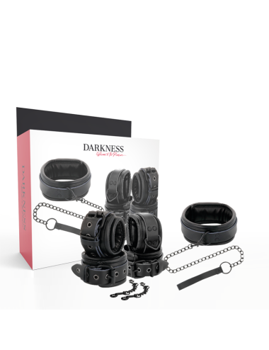 DARKNESS - ESPOSAS Y COLLAR DE CUERO NEGRO