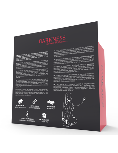 DARKNESS - ESPOSAS Y COLLAR DE CUERO NEGRO