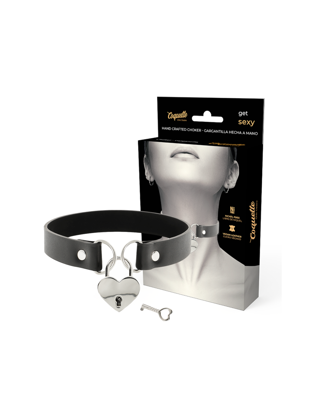 COQUETTE CHIC DESIRE - COLLAR CUERO VEGANO ACCESORIO CORAZÓN CON LLAVE COQUETTE CHIC DESIRE - COLLAR CUERO VEGANO ACCESORIO CORAZÓN CON LLAVE