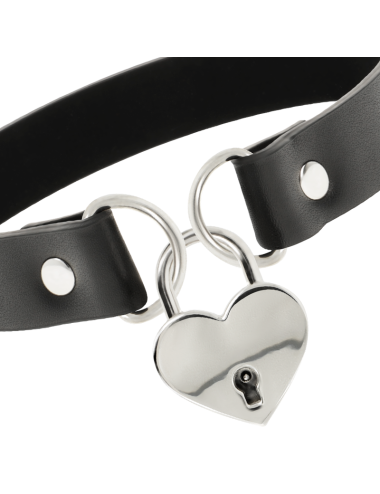 COQUETTE CHIC DESIRE - COLLAR CUERO VEGANO ACCESORIO CORAZÓN CON LLAVE