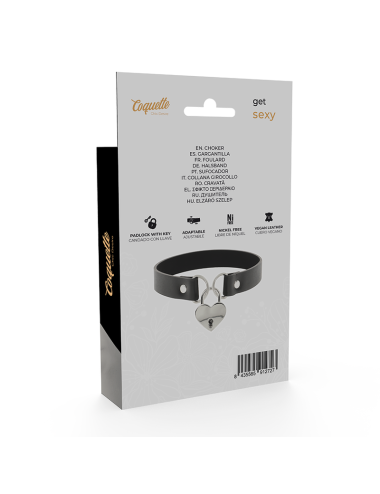 COQUETTE CHIC DESIRE - COLLAR CUERO VEGANO ACCESORIO CORAZÓN CON LLAVE