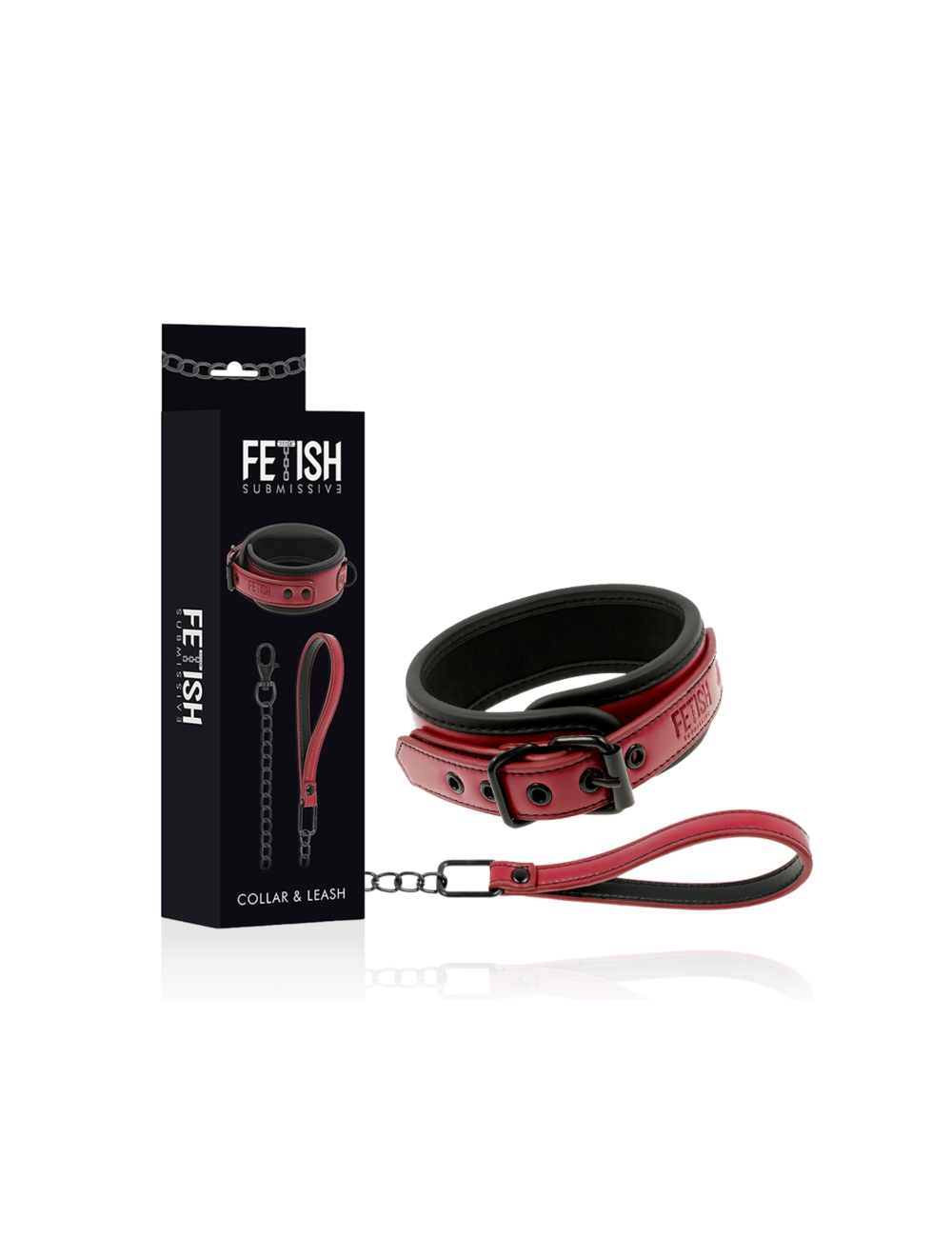 FETISH SUBMISSIVE DARK ROOM - COLLAR CON CADENA CON FORRO DE NEOPRENO