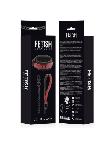 FETISH SUBMISSIVE DARK ROOM - COLLAR CON CADENA CON FORRO DE NEOPRENO