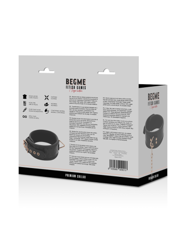 BEGME - BLACK EDITION COLLAR CUERO VEGANO CON FORRO DE NEOPRENO