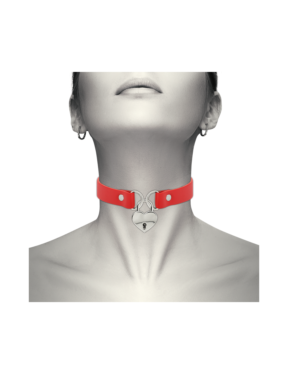 COQUETTE CHIC DESIRE - COLLAR CUERO VEGANO ROJO ACCESORIO CORAZÓN CON LLAVE COQUETTE CHIC DESIRE - COLLAR CUERO VEGANO ROJO ACCESORIO CORAZÓN CON LLAVE