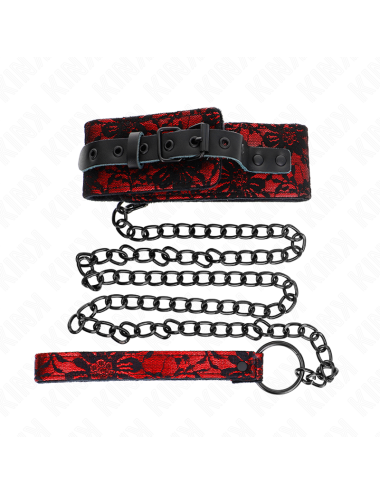 KINK - COLLAR CON CORREA 105 CM DE ENCAJE CON CINTURÓN DE CUERO REAL 44 X 5.5 CM