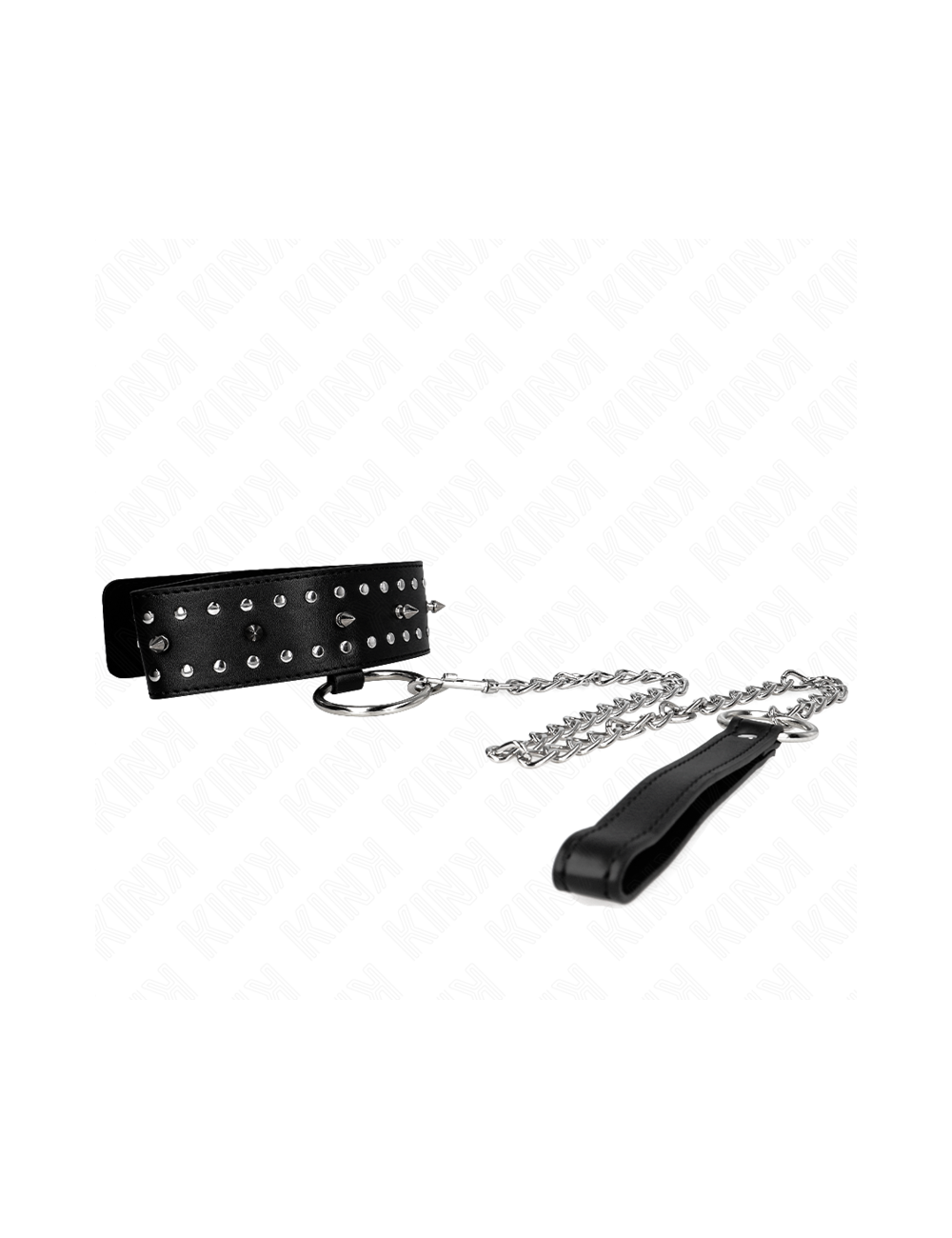 KINK - COLLAR CON CORREA 65 CM CON TACHUELAS PLATEADAS MODELO 1 AJUSTABLE 36-43 CM X 5 CM