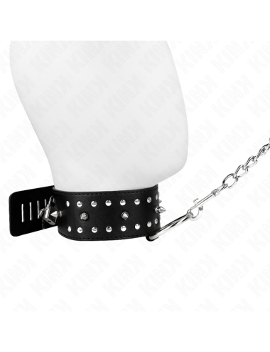 KINK - COLLAR CON CORREA 65 CM CON TACHUELAS PLATEADAS MODELO 1 AJUSTABLE 36-43 CM X 5 CM