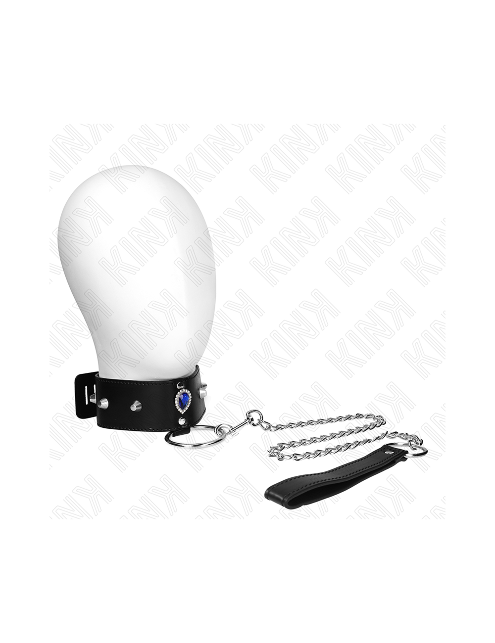 KINK - COLLAR CON CORREA 65 CM CON DIAMANTES AZULES AJUSTABLE 36-43 CM X 5 CM