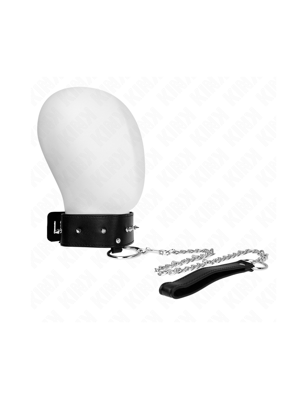 KINK - COLLAR CON CORREA 65 CM CON TACHUELAS PLATEADAS MODELO 2 AJUSTABLE 36-43 CM X 5 CM