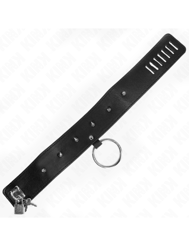 KINK - COLLAR CON CORREA 65 CM CON TACHUELAS PLATEADAS MODELO 2 AJUSTABLE 36-43 CM X 5 CM