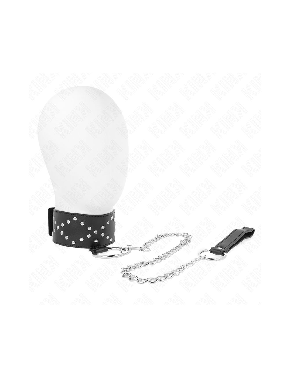 KINK - COLLAR CON CORREA 65 CM CON TACHUELAS PLATEADAS MODELO 3 AJUSTABLE 36-43 CM X 5 CM