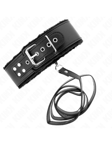 KINK - COLLAR CON CORREA 116 CM CON TACHUELAS PLATEADAS MODELO 4 NEGRO AJUSTABLE 40-48 CM X 6 CM