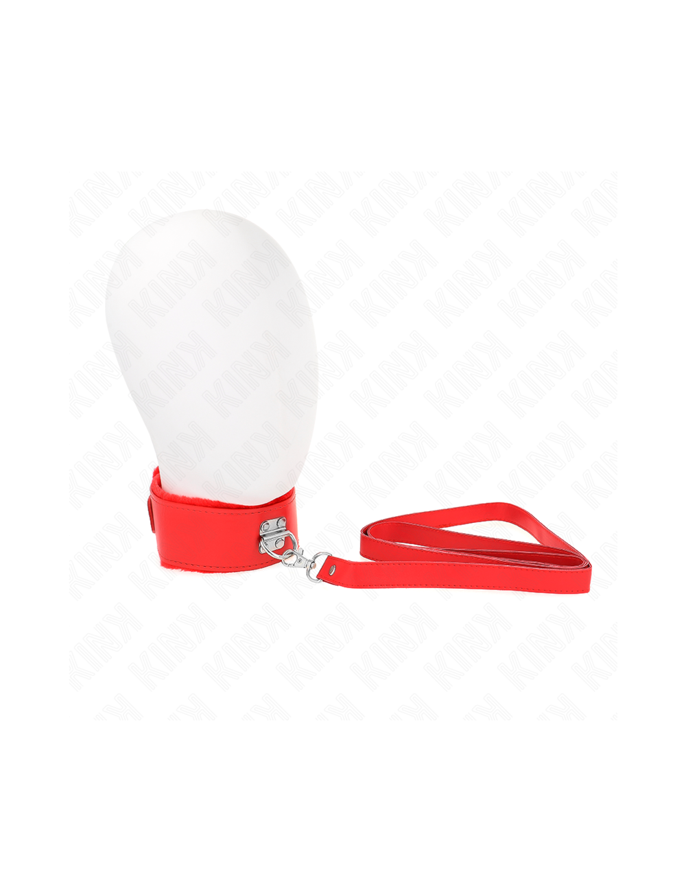 KINK - COLLAR CON CORREA 116 CM CON TACHUELAS PLATEADAS MODELO 4 ROJO AJUSTABLE 40-48 CM X 6 CM