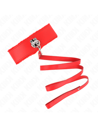 KINK - COLLAR CON CORREA 116 CM CON TACHUELAS PLATEADAS MODELO 4 ROJO AJUSTABLE 40-48 CM X 6 CM